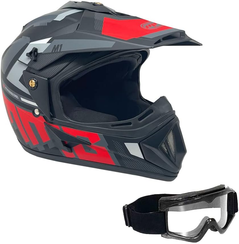 MMG Adult Motorcycle Off Road Helmet Model 31 DOT - MX ATV Dirt Bike Motocross UTV - with Goggles